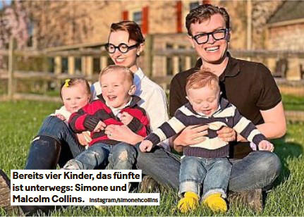 Bereits vier Kinder, das f�nfte ist unterwegs: simone und Malcolm Collins. Instagram/simonehcollins